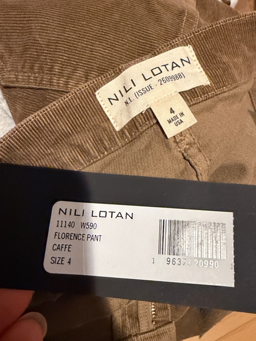 NILI LOTAN NWT Florence Corduroy Pants High Rise Cafe Brown 4 - Picture 9 of 10